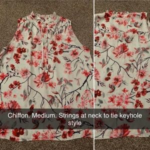 Sleeveless chiffon floral dress blouse